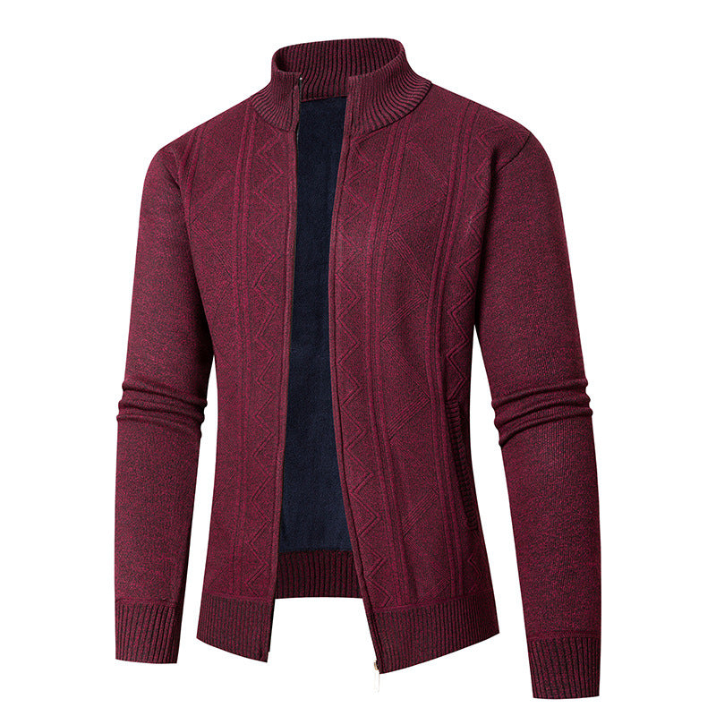 Men's cardigan with elegant patterns and modern stand-up collar Lisslune