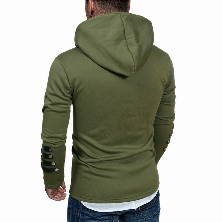 Men's casual hoodie with leather accents Lisslune