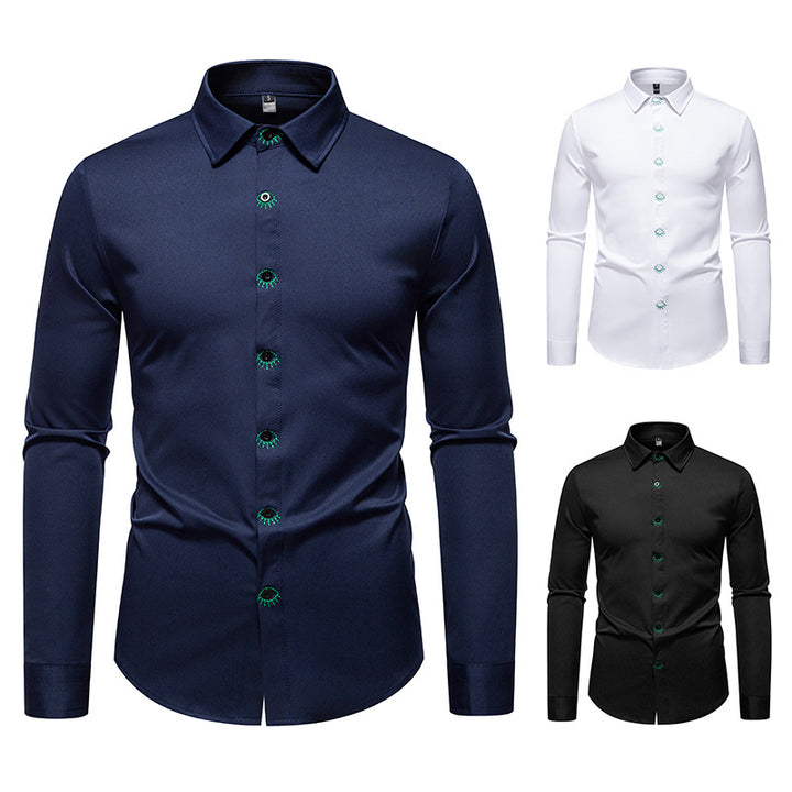 Men's Elegant Long Sleeve Shirt with Creative Details Lisslune