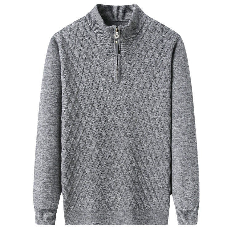 Men's sweater with modern diamond pattern and zipper Lisslune