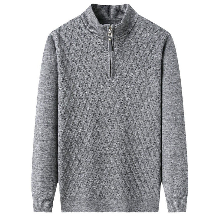 Men's sweater with modern diamond pattern and zipper Lisslune