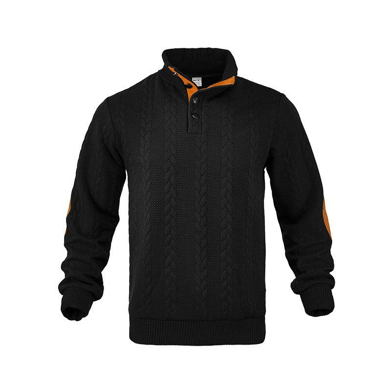 Men's knit sweater with high collar and fashionable cable design Lisslune