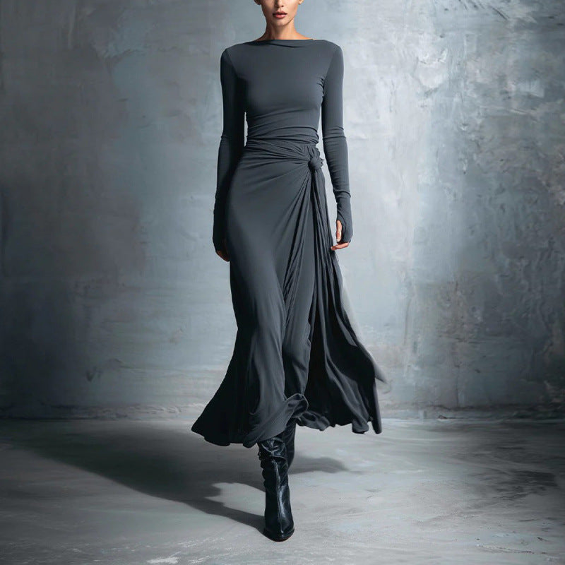 Women's elegant evening dress with long sleeves and wrap design Lisslune