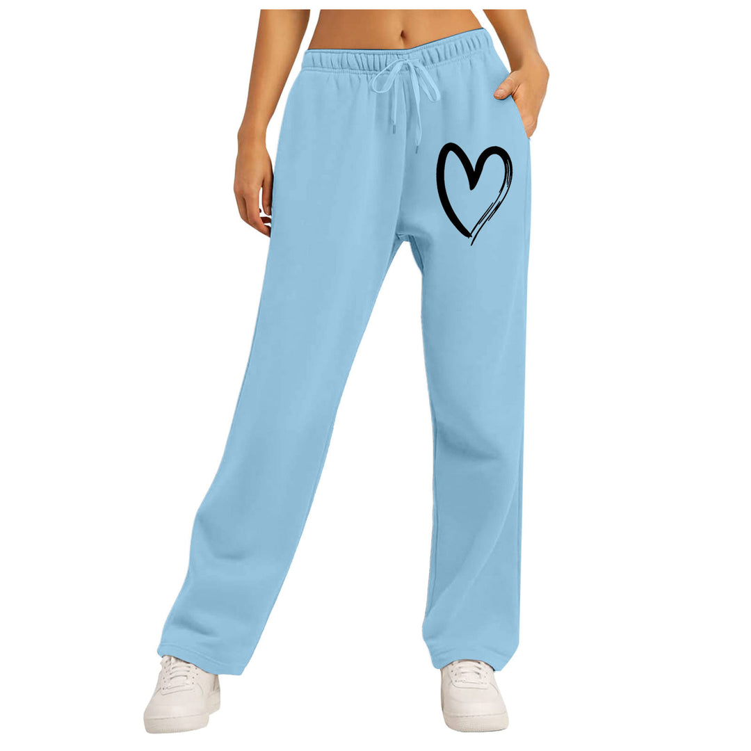 Ladies leisure pants with unique heart design and elastic waistband Lisslune