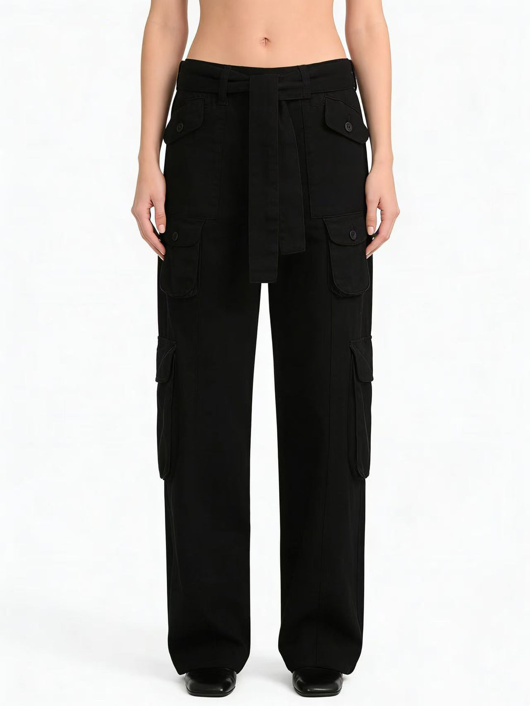 Women’s stylish wide Cargo pants with belt and pockets Lisslune