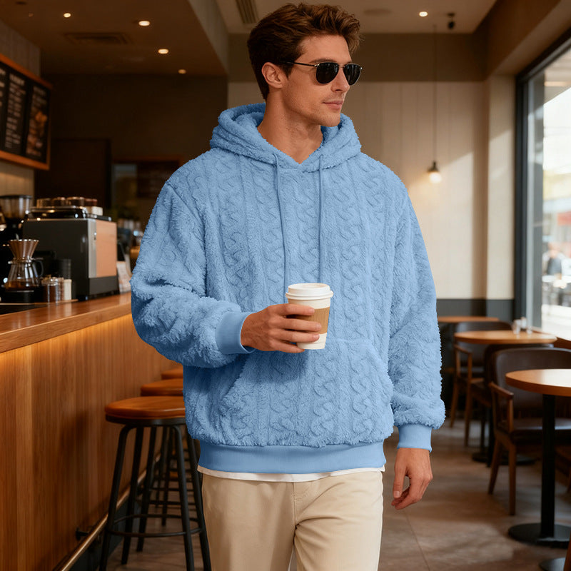 Men's Cozy Hoodie with Textured Fleece Lisslune