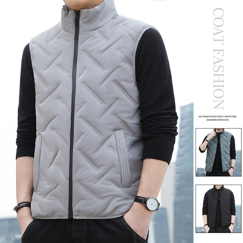 Men's Lightweight Quilted Vest with High Collar and Modern Accents Lisslune