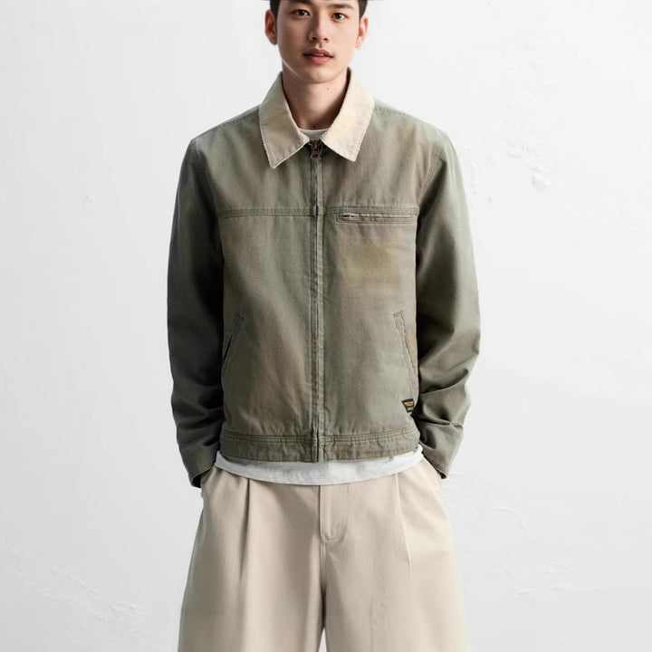 Men's casual transitional jacket with structured collar and practical pockets Lisslune
