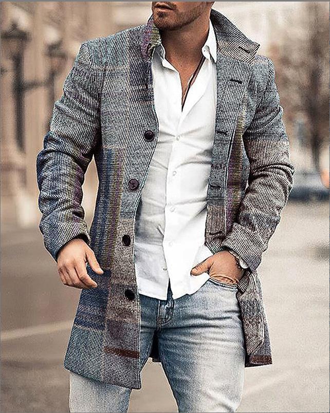 Men's wool coat in modern check design with tailored fit Lisslune