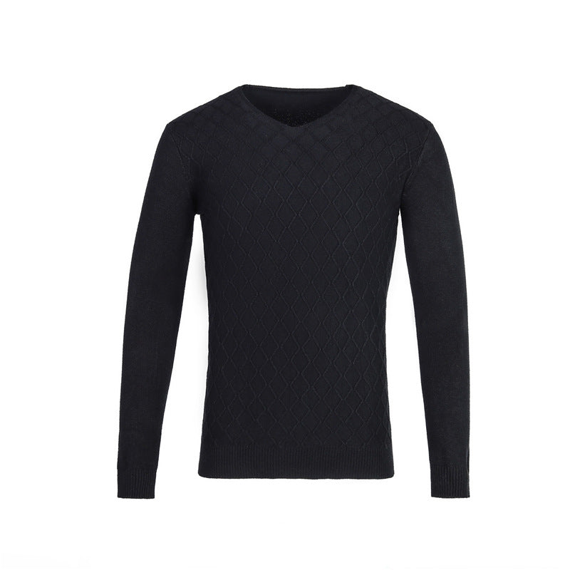 Men's V-neck sweater with textured pattern Lisslune