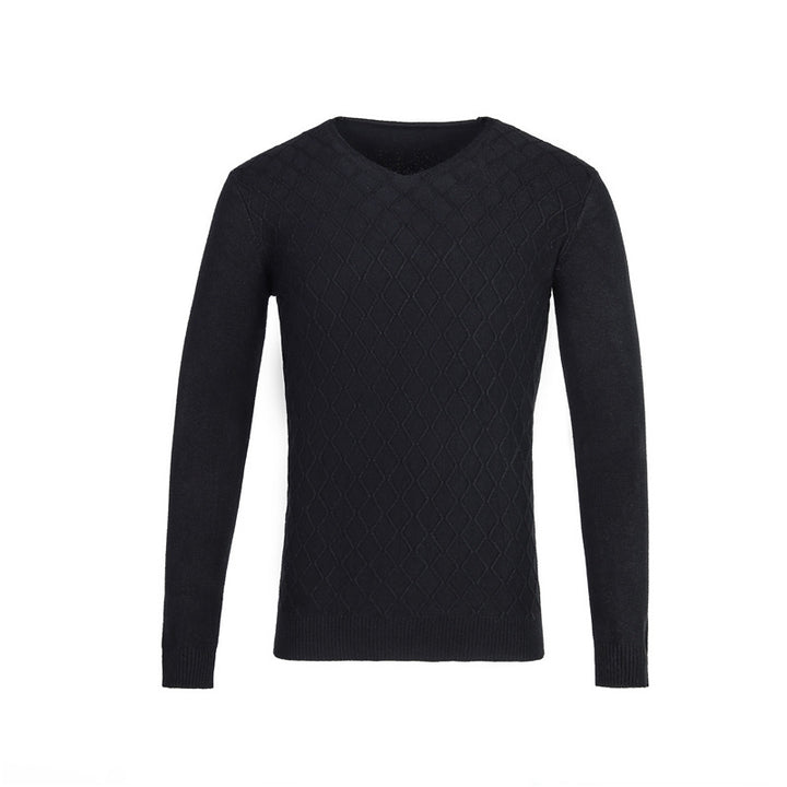 Men's V-neck sweater with textured pattern Lisslune