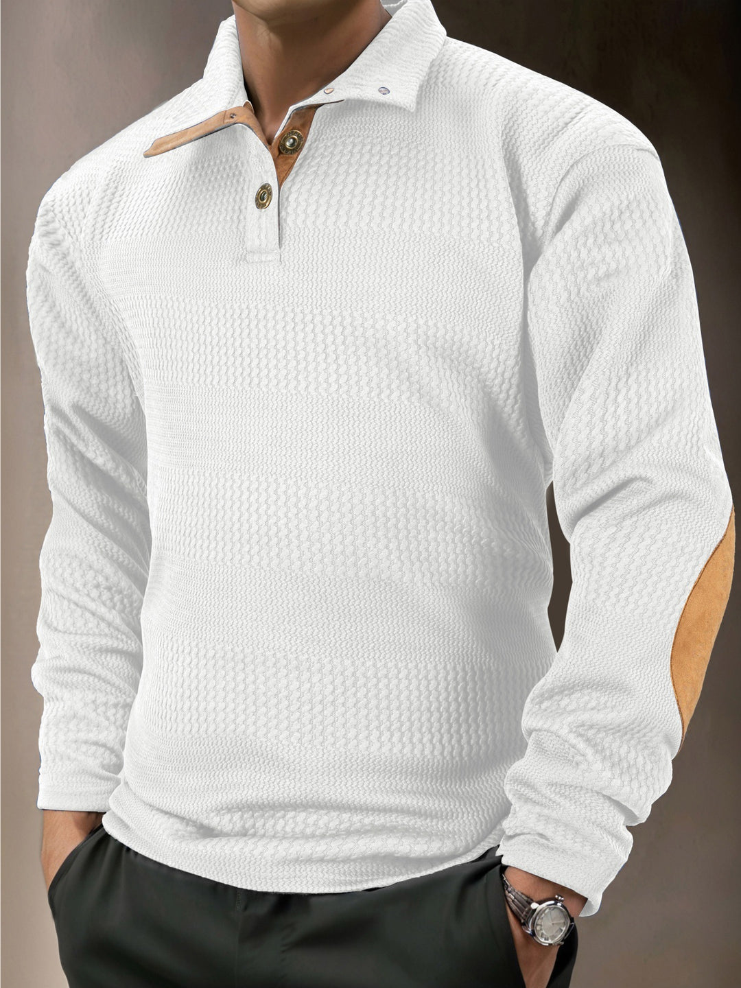 Men's structured long sleeve polo shirt with high-quality contrast elements Lisslune