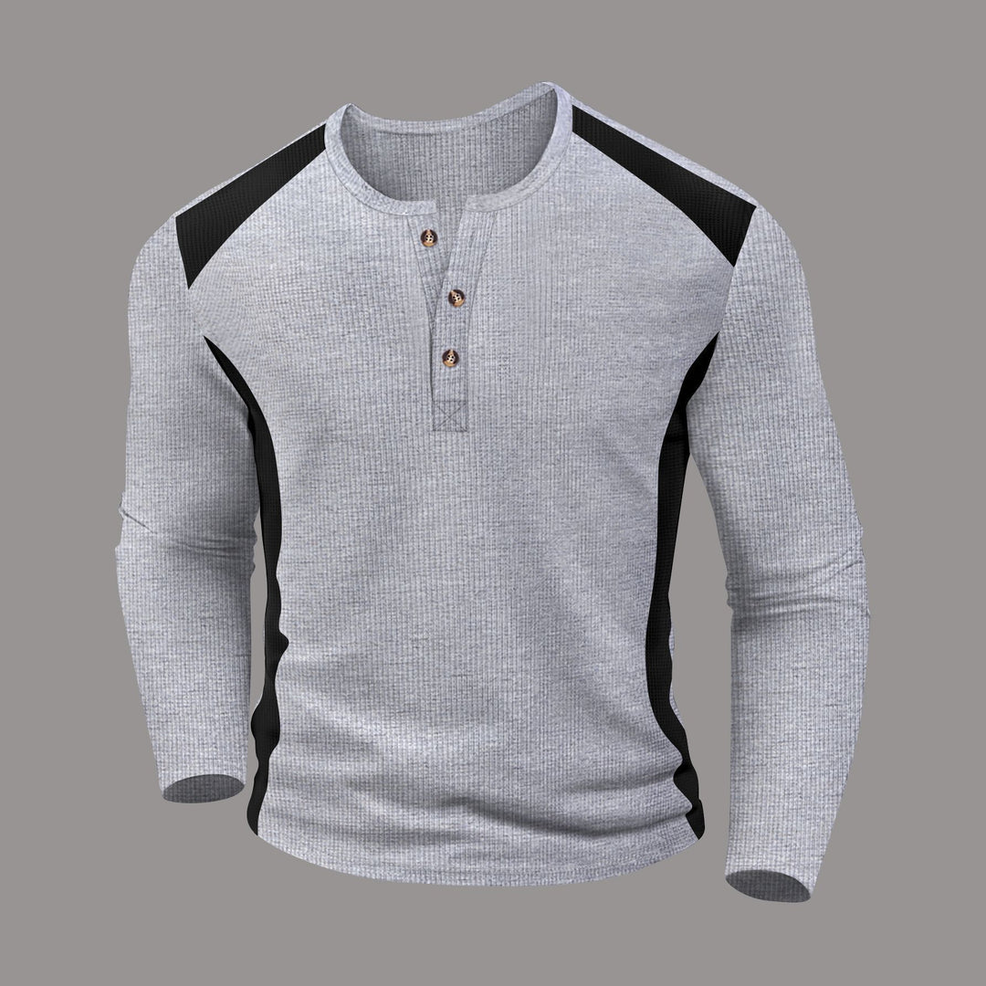 Men's long sleeve shirt with fashionable buttons and textured fabric Lisslune