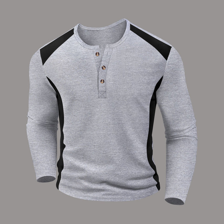 Men's long sleeve shirt with fashionable buttons and textured fabric Lisslune