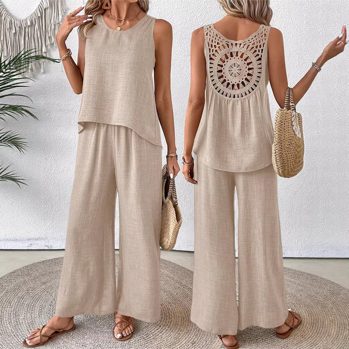 Women's airy summer set with crocheted back and loose fit Lisslune