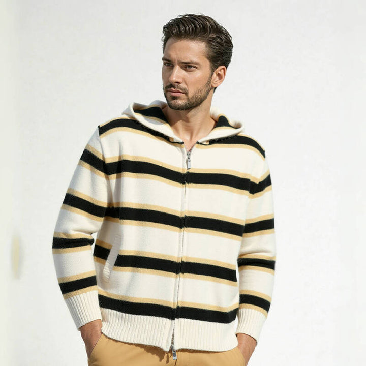 Men's hooded jacket with modern stripes and practical pockets Lisslune