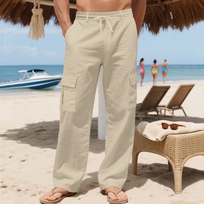 Men's cargo pants made of lightweight, breathable material with practical side pockets Lisslune
