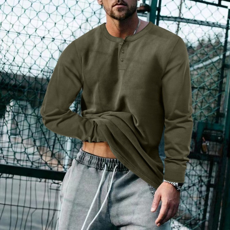 Men's casual long-sleeve shirt with button placket and soft material Lisslune