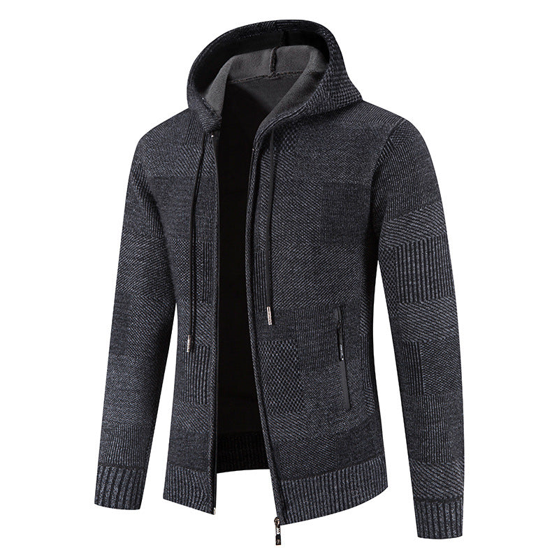 Men's cardigan with hood and modern structural elements Lisslune