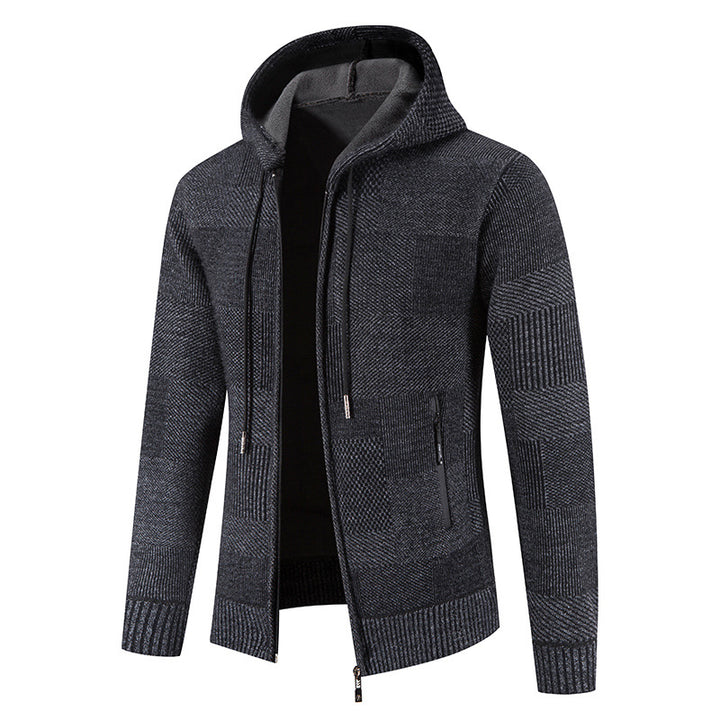 Men's cardigan with hood and modern structural elements Lisslune