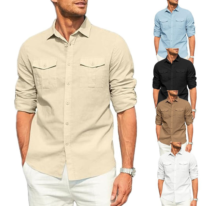 Men's long-sleeve shirt with practical chest pockets Lisslune