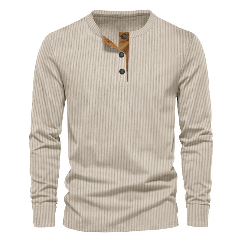 Men's Elegant Long Sleeve Shirt with Textured Rib Pattern and Trendy Button Details Lisslune