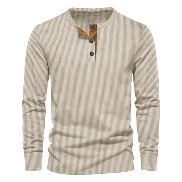 Men's Elegant Long Sleeve Shirt with Textured Rib Pattern and Trendy Button Details Lisslune
