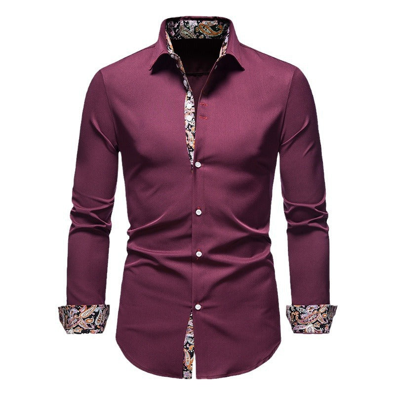 Men's long-sleeve shirt with modern paisley pattern and exclusive details Lisslune