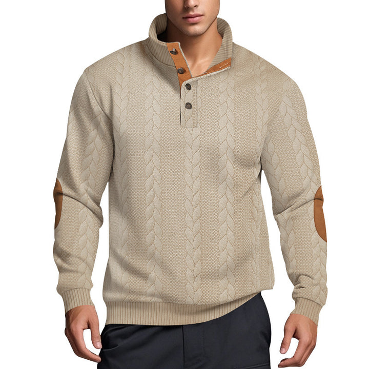 Men's knit sweater with high collar and textured pattern Lisslune