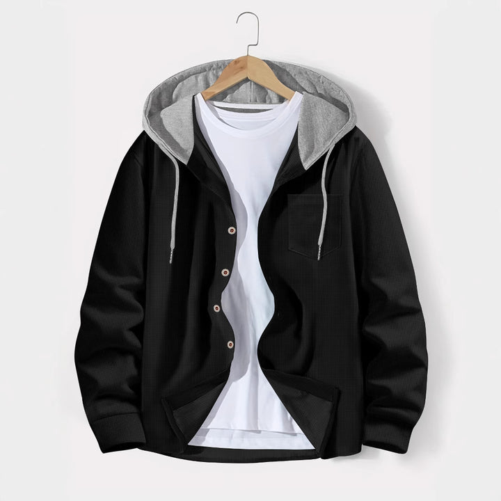 Men's casual hooded jacket with button placket and practical side pockets Lisslune