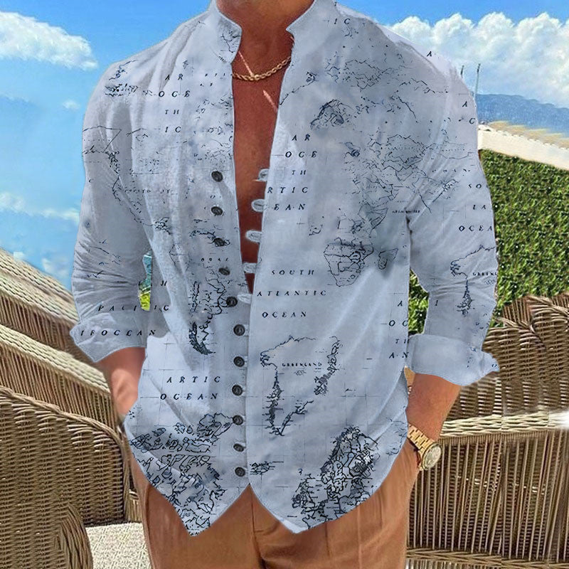 Men's shirt in world map design Skorter
