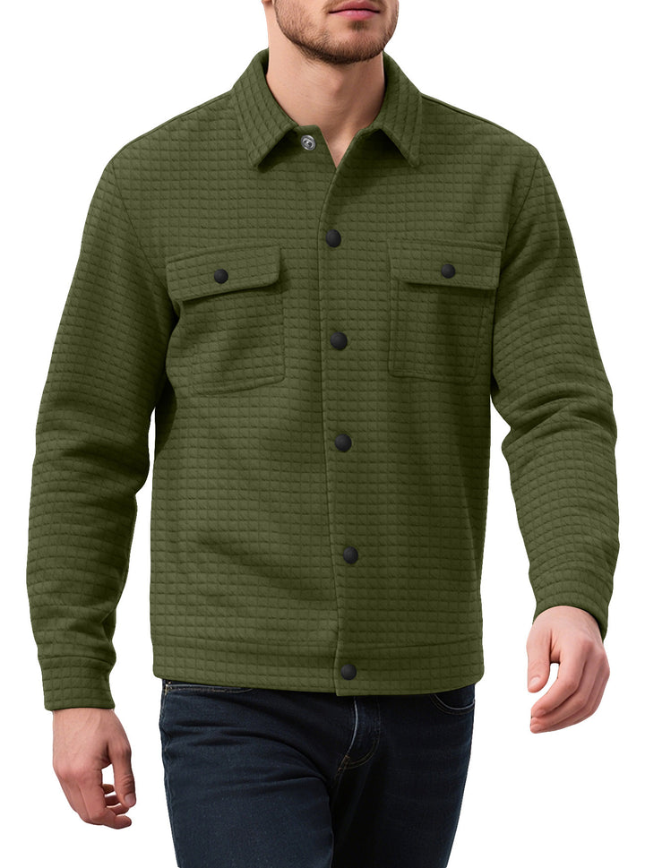 Men's casual flannel jacket with textured fabric and practical pockets Lisslune