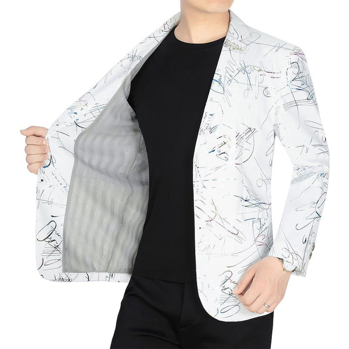 Men's Creative Blazer Jacket with Abstract Design Lisslune