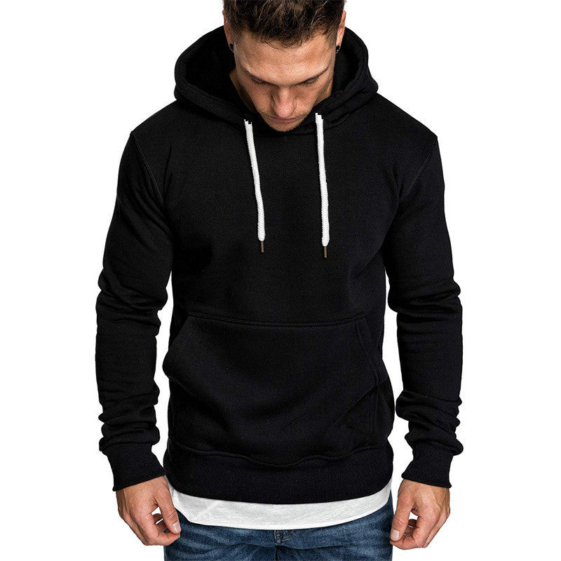 Men's Comfortable Hoodie with Kangaroo Pocket and Contrasting Drawstrings Lisslune