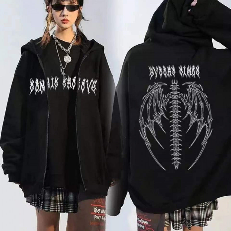Women's hoodie jacket with striking Gothic design and comfortable fit Lisslune