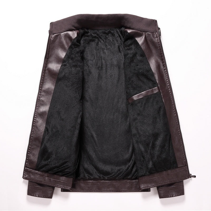 Men's Synthetic Leather Jacket In A Modern Design with Asymmetrical Zipper and Slim Fit Lisslune
