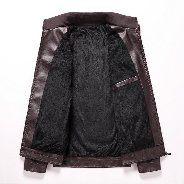 Men's Synthetic Leather Jacket In A Modern Design with Asymmetrical Zipper and Slim Fit Lisslune