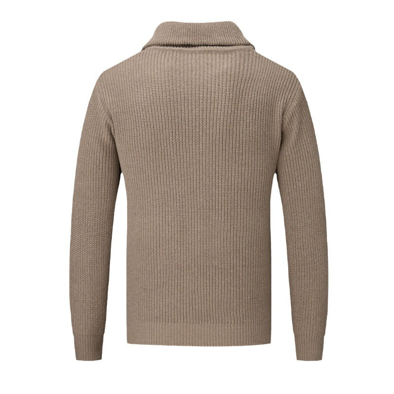 Men's Fashionable Knit Pullover with Half Zipper and Textured Design Lisslune