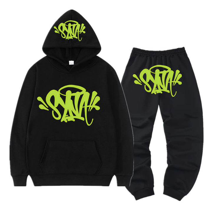 Ladies hoodie and jogger set with creative graffiti design Lisslune