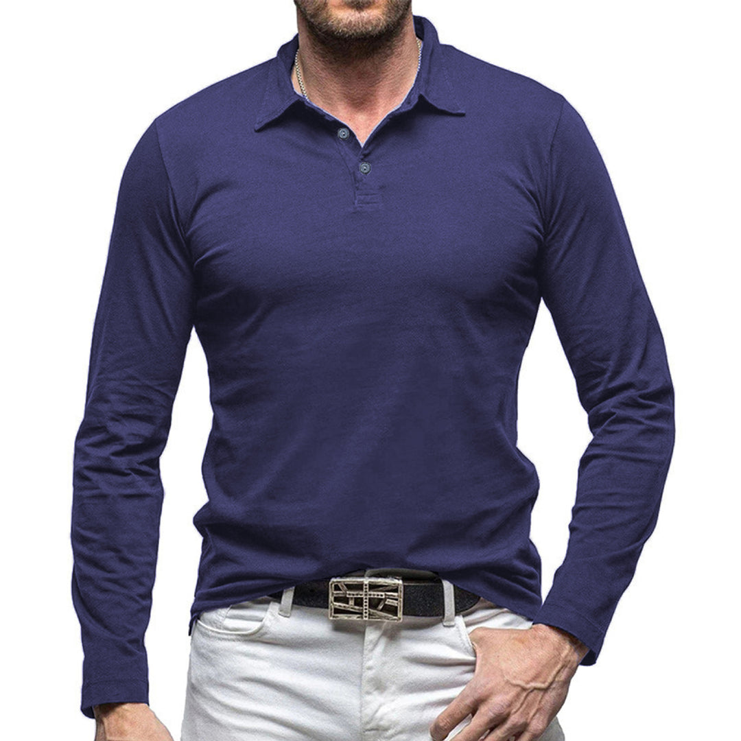 Men's Long Sleeve Polo Shirt with Modern Cut Lisslune
