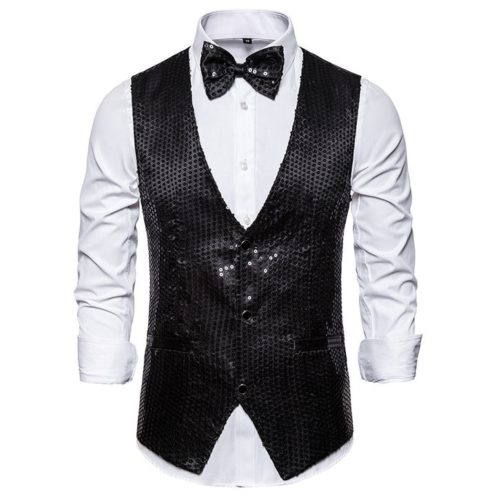Men's shimmering sequin waistcoat with matching bow tie Lisslune