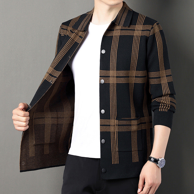 Men's Cozy Checkered Blouse with Button Placket and Practical Pockets Lisslune