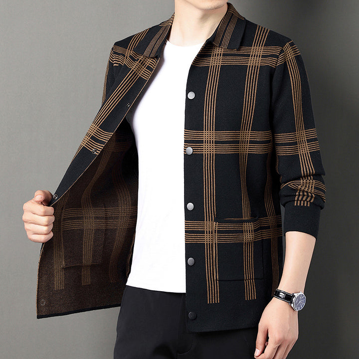 Men's Cozy Checkered Blouse with Button Placket and Practical Pockets Lisslune