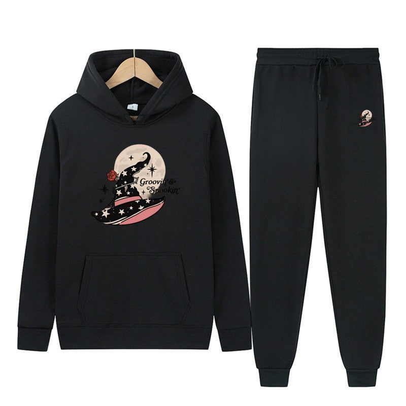 Women's Hooded Sweatshirt and Jogging Pants Set with Cool Halloween Design Lisslune