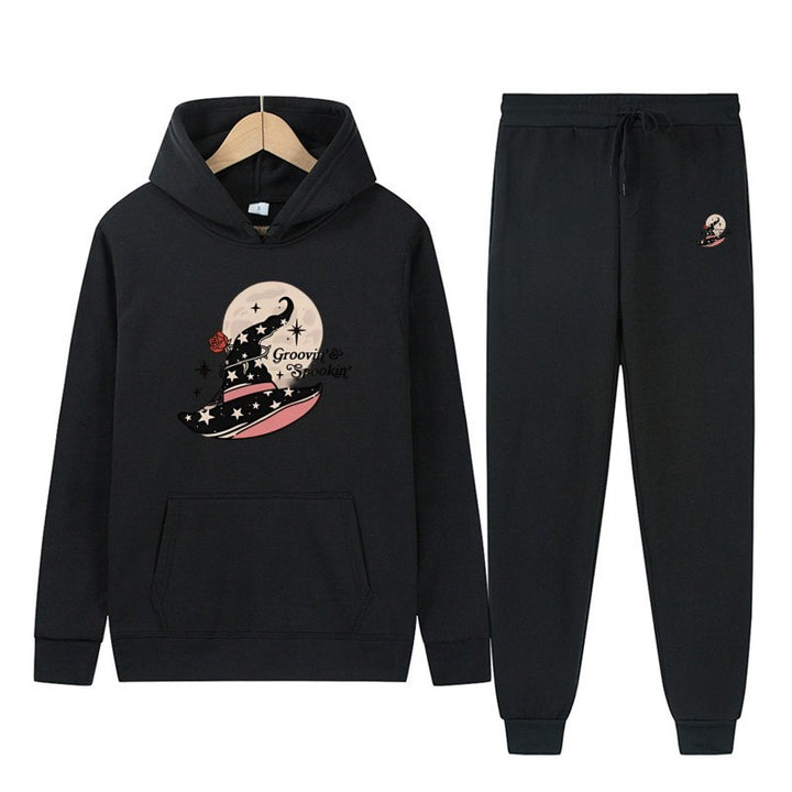 Women's Hooded Sweatshirt and Jogging Pants Set with Cool Halloween Design Lisslune