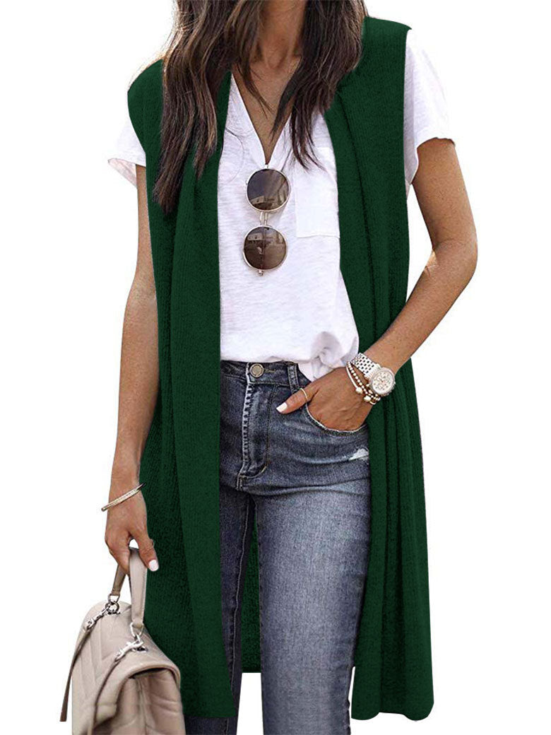 Ladies' Elegant Long Knit Vest in Casual Style