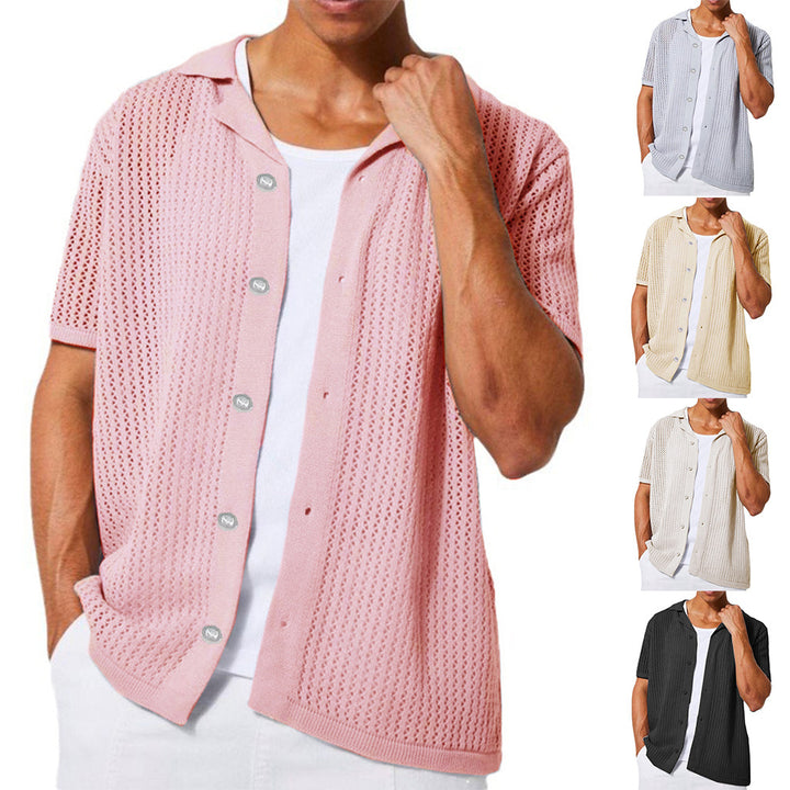 Men's breathable short-sleeve knitted shirt with open design Lisslune