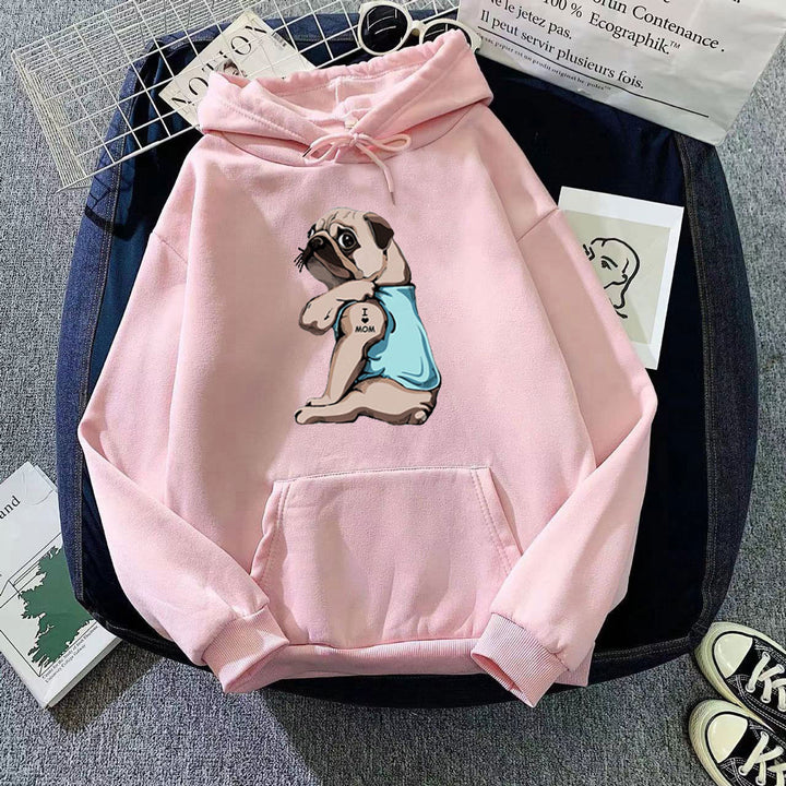Women's hoodie with cute pug design Lisslune