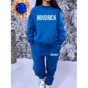 Women's casual set of sweater and joggers with sporty lettering Lisslune
