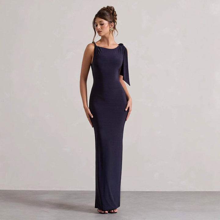 Ladies long-sleeved wrap dress with asymmetric cut and elegant waistline Lisslune